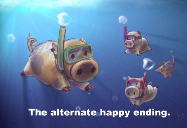 swimming-pigs
